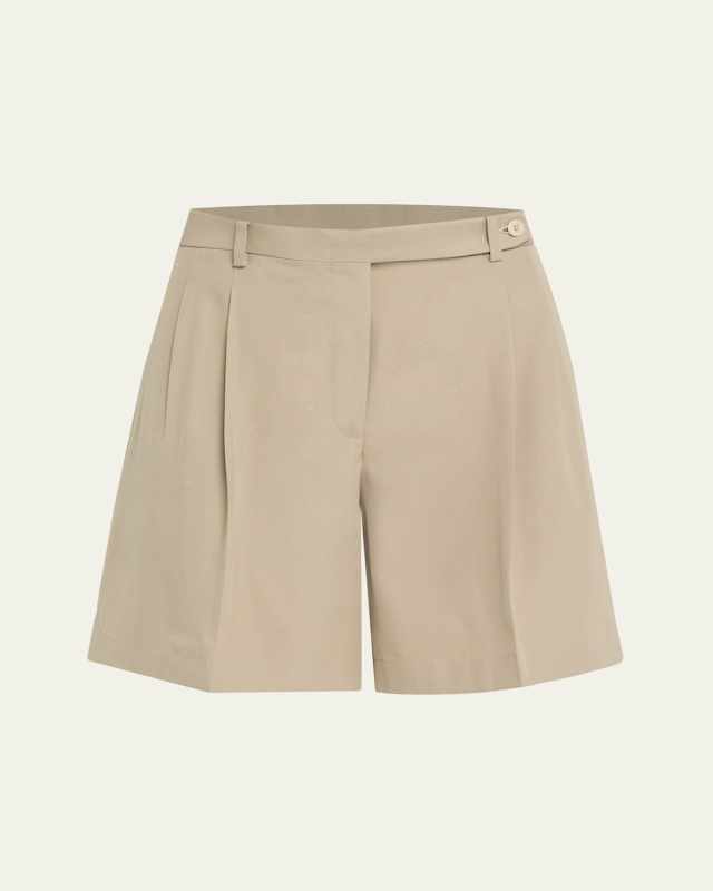 Pintuck Gabardine Silk Shorts